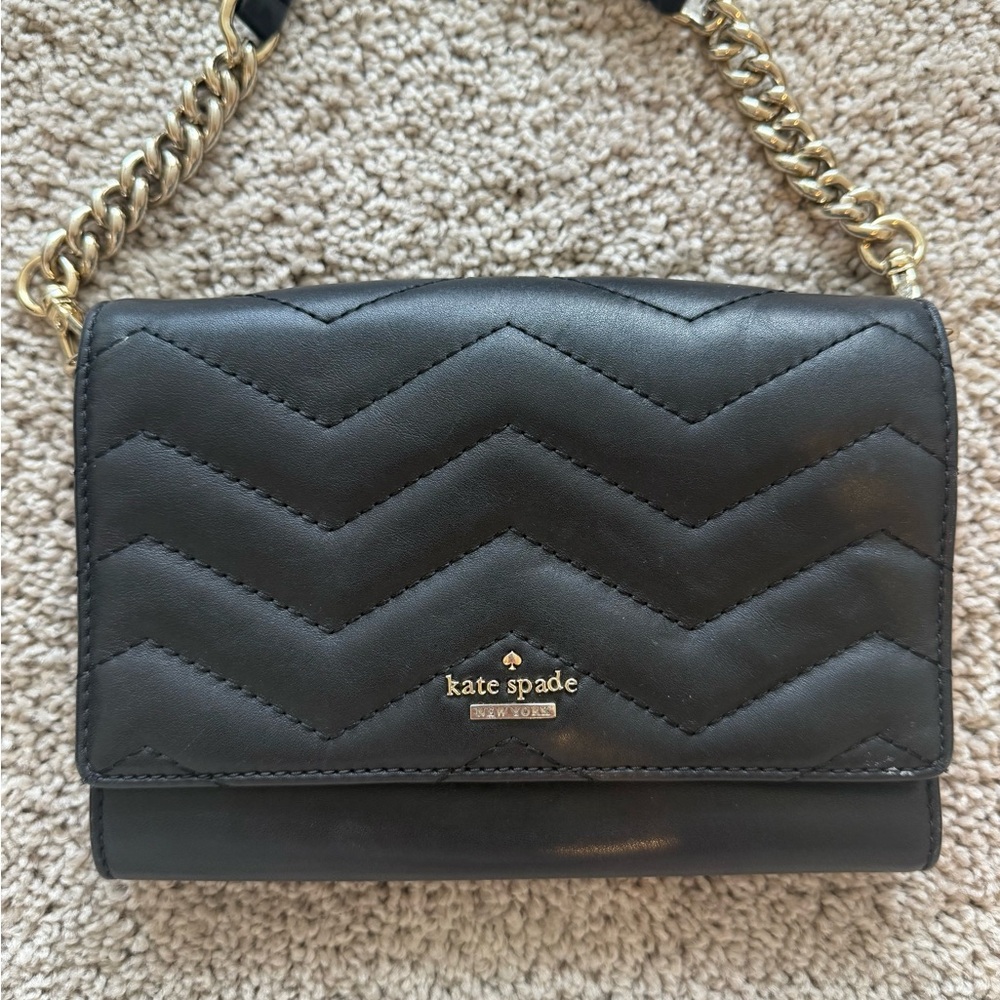 Kate Spade Black Chevron Crossbody Bag